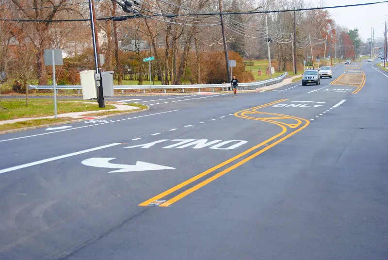 Empty street with lane markings
